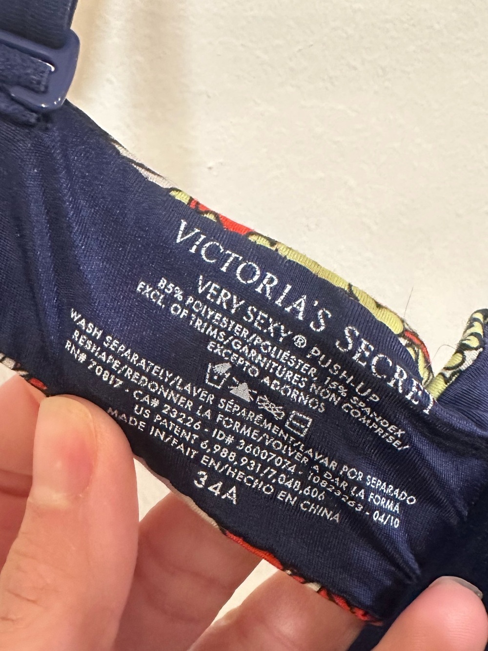 Victorias Secret Very Sexy Push-Up Bra Women’s Size 34A Navy Blue Floral - Picture 3 of 6